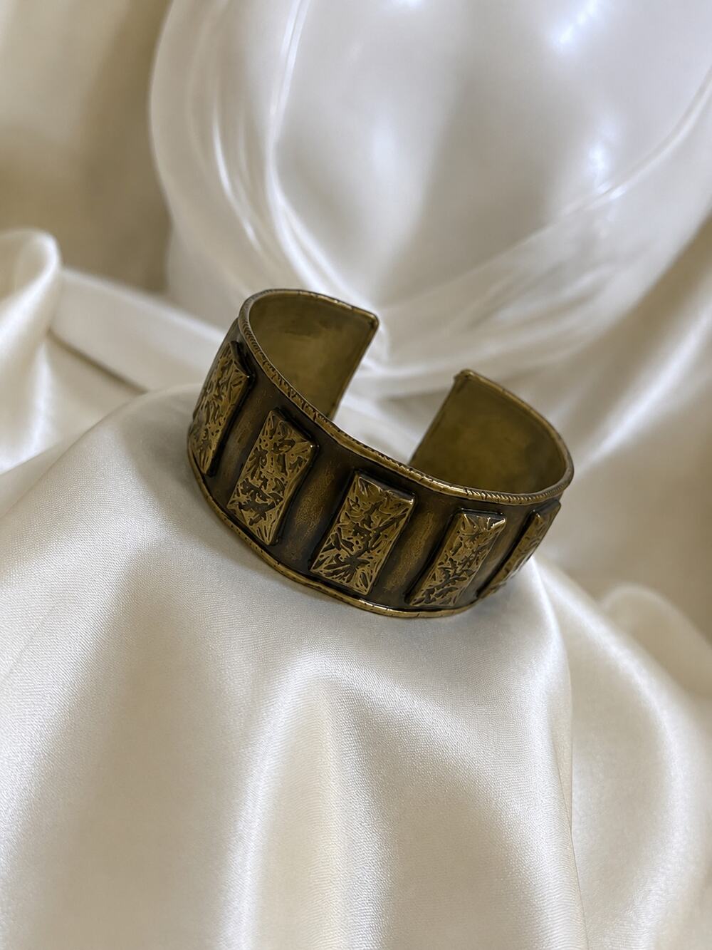 Vintage Brutalist Mixed Metal Brass Copper Artisan Cuff Bracelet Geometric